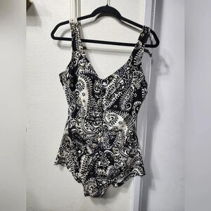 Maxine of Hollywood Paisley One-Piece Swimsuit - Size 16